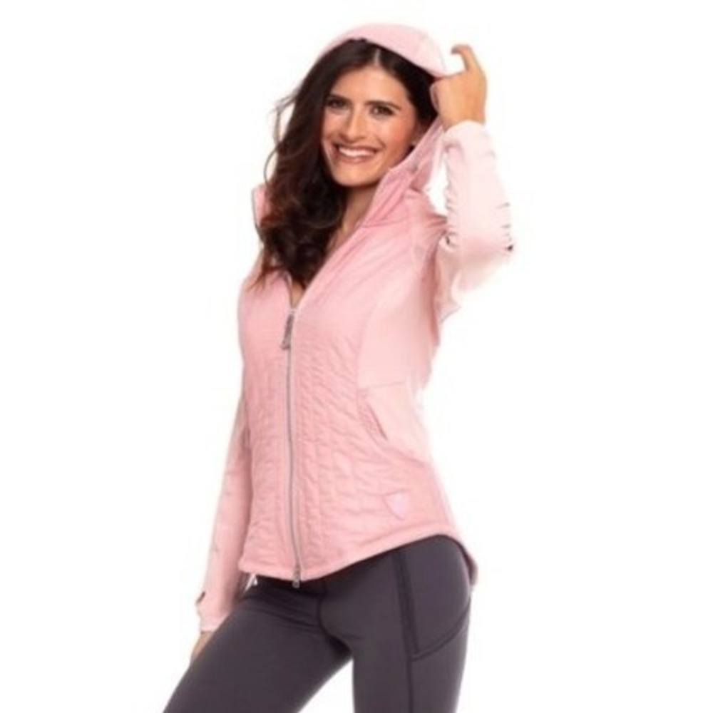 Goode Rider Women SZ XL Pink Quilted Equestrian Full Zip fitted Jacket western